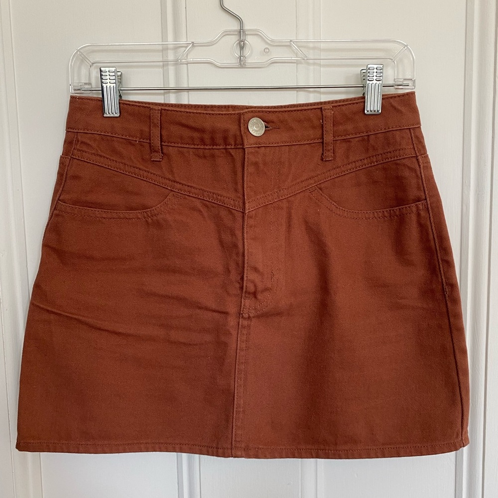burnt orange F21 mini skirt